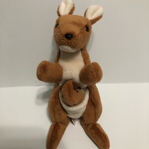 TY Beanie Baby - POUCH the Kangaroo (7 inch) -1996  Stuffed Animal Toy.
